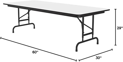 Miniatura 124 de Correll - Mesa plegable de altura ajustable y resistente, parte superior laminada de alta presión, fabricada en Estados Unidos, delantal de acero