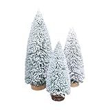 Künstlicher Weihnachtsbaum, Schneefrost, 3 Stück, Miniatur, realistisch, Tannenbaum, Tischplatte...