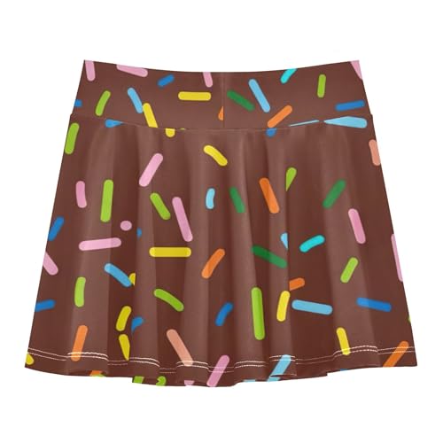 Joisal Colorful Sprinkles Chocolate Brown Kids Tennis Skirts Fun Cute Athletic Shorts for Girls Skorts Pleated Skort 4t2