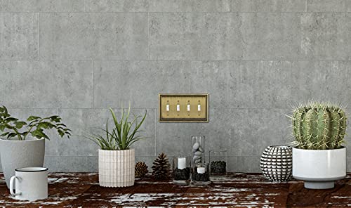 Image of Henne Bery Sunken Pearls Heavy Duty Decorative Wall Plate Switch Plate Outlet Cover (Quad Toggle, Antique Brass)