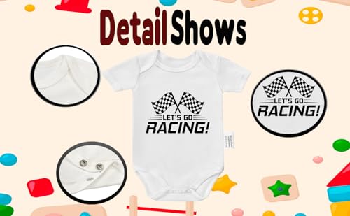 Let's Go Racing Daddy Bodysuit, Baby Pride Outfit, Grandpa Baby Clothes Boys Girls Short Sleeve Jumpsuit Clothing3