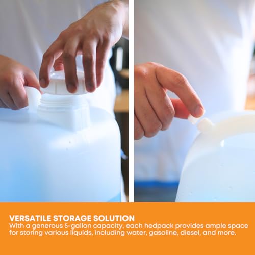 fastrack 5 gallon hedpak with cap pack of 2  bpa-free food-grade and leak-proof  white water container  ideal for brewing fermentation or storage