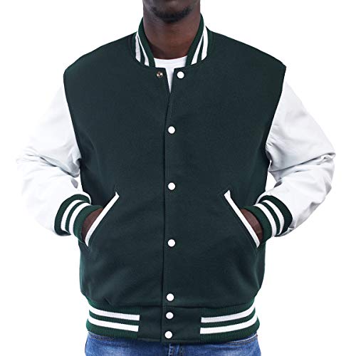 Image of Varsity Base Letterman Jacket (16 Color Options) S to 5XL (Wool, Leather Sleeves)