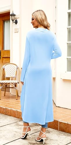 Image of Newchoice Womens Long Cardigan Summer Casual Draped Open Front Lightweight Long Sleeve Cardigan Duster with Pockets