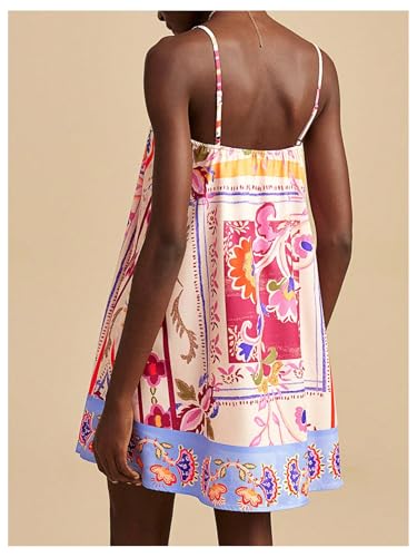 Image of MakeMeChic Women's Flowy Mini Dress Boho A Line Summer Ruffle Dresses Tropical Vacation Outfits