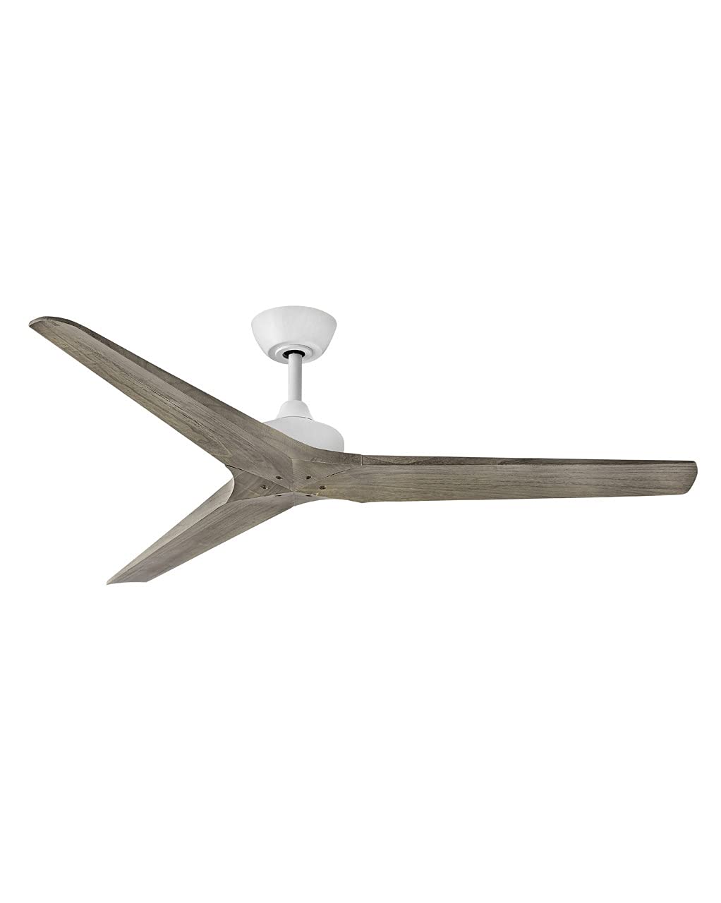 Hinkley Chisel 60" Indoor/Outdoor Smart Ceiling Fan with Remote, Damp-Rated, Modern Wooden Propeller Style Fan Blades, Matte White and Weathered Wood