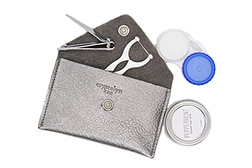 Crystalyn Kae | Pewter Leather Card Case | Mini Wallet With Pearl Snap | Made In The Usa #TOP3