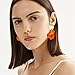 Just Follow Rose Petal Dangle Earrings Fashion Boho Acrylic Flower Earrings Large Statement Resin Floral Earrings for Women Lady Bridal Great for Pageant Prom Gifts With Gift Box (Orange)