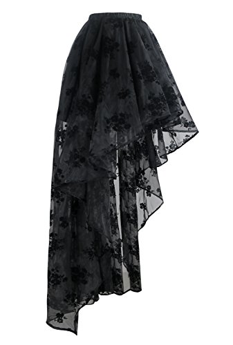 Charmian Women's Steampunk Gothic Irregular Floral Print High Low Party Skirt3
