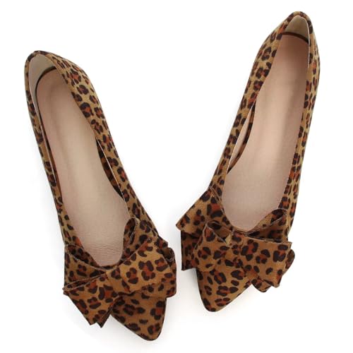 Image of WENJIAZHIZHI Square Toe Bow Ballet Slip-On | Classic Suede Finish,Chic Bow Detail,Effortless Everyday Style,Wedding Party Office,Plus Size Available