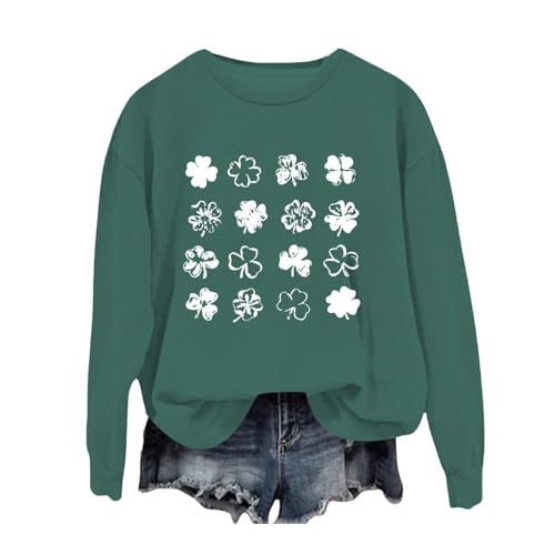 Genérico Sudadera Mujer Capucha Corta Women's Spring Round Neck St. Day Letter Printed Loose Casual Hoodie Sudadera Mujer Deporte Sin Capucha (AG, XXL)