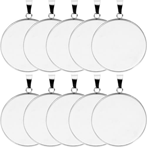 Milisten 20pcs Pendant Trays Kit Round Bezel Blanks Trays Pendant Cabochon Settings for DIY Crafting Photo Jewelry Making Silver 18mm