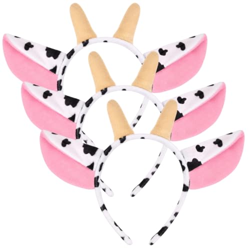 3Pack Cow Ears and Horns Headband Cosplay Animal Costume Accessory Adults
