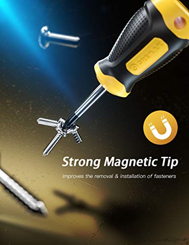 Magnetic Screwdriver Set 14 PCS Include Slotted/Phillips/Torx Precision Screwdriver, CREMAX Professional Cushion Grip and Non-Slip for Repair Home Improvement Craft