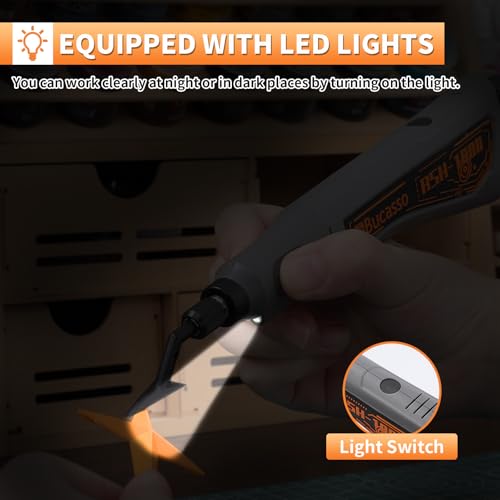 Image of Reciprocating Sander, Variable Speed and USB Charging with LED Light, Pen Sander With 6pcs Sanding Head, Fit for Sanding, Polishing, Finishing, DIY Crafts (Grey)