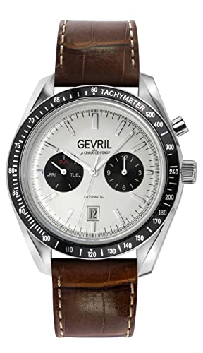 Gevril Men Lenox Automatic Watch with Stainless Steel Strap, Brown, 22 (Model: 49004L.1),Silver