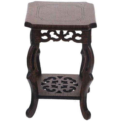 VOSAREA Plant Holder Wooden Stool Plant Stand Chinese Display Stand Retro Pot Holder Decorative Planter Shelf Fishbowl Rack for Indoor Outdoor Garden Decor Plant Display Stand