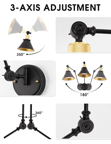 Image of DORESshop Battery Operated Wall Sconce, Dimmable and Adjustable Color Temperature Wireless Wall Sconces Set of Two with Remote Control, Swing Arm Wall Sconce for Bedroom Bedside Hallway Kitchen