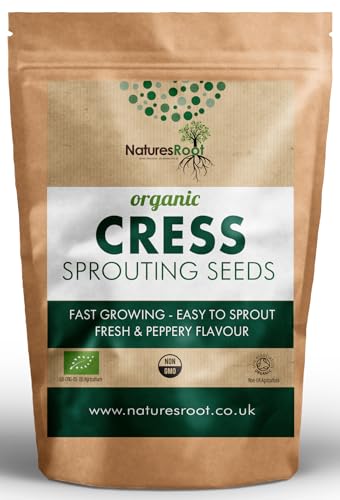 Nature’s Root Organic Cress Sprouting Seeds 250g – Peppery Curly Cress for Sprouts & Microgreens | No Soak Needed | Home Growing for Salads & Garnishes | Non-GMO