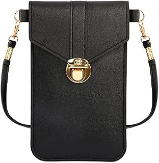 NiCoLa Small Crossbody Phone Bag For Women, Touch Screen Cell Phone Purses and Wallet, Touchable PU Leather Clear Window Crossbody Bag For Mom Wife