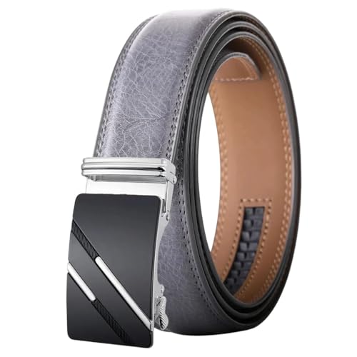 Men's Genuine Leather Automatic Buckle Belt, Solid Color Casual Business Belt Ply36-1245-S17 125cm