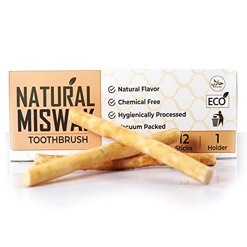 (12Pack) Miswak Sticks for Teeth, Natural Toothbrush, No Toothpaste Needed, Miswak Toothbrush Stick Also Known as Siwak Chew Sticks for Humans, Meswak
