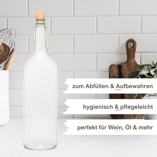 mikken 6 Glasflaschen 750ml mit Korken und Beschriftungsetiketten