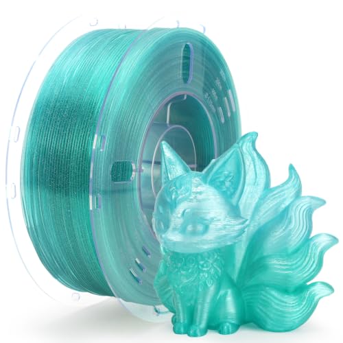 Image of VOXELAB PLA Crystal Rainbow Filament 1.75mm, Mint Slush Color, Alternating Light Green, Clear Green & 3272C Green Every 18-20M, Glitter Gradient 3D Printer Filament