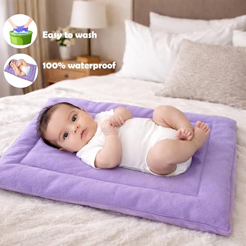 Image of Infantbond Fareto Waterproof Baby Diaper Changing Bed Cum Station | Reusable Cushioned bd for Newborns | Multipurpose | Soft, Leak-Proof Changing Bed(Pack of 2) (0-1 Year) (Blue&Purple)