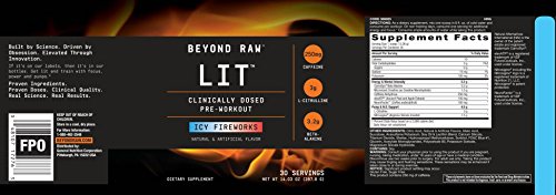   Beyond Raw LIT Pre Workout Powder Energy Drink | Ice Fireworks | 30 Servings | Contains Caffeine, Creatine, L-Citruline, and Beta-Alanine | Nitrix Oxide and Preworkout Supplement - Thumbnail 2