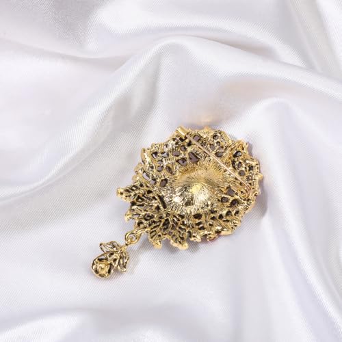 Image of Vintage Teardrop Rhinestone Brooch Crystal Diamond Wedding Brooches and Pins Flower Badge Boutonniere Corsage for Women
