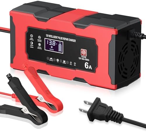 EYPINS 12V 6A Smart Car Battery Charger – Fully Automatic Trickle Charger & Maintainer with Pulse Repair for Lead-Acid Batteries, Temp Protection for Car Truck Motorcycle Boat
