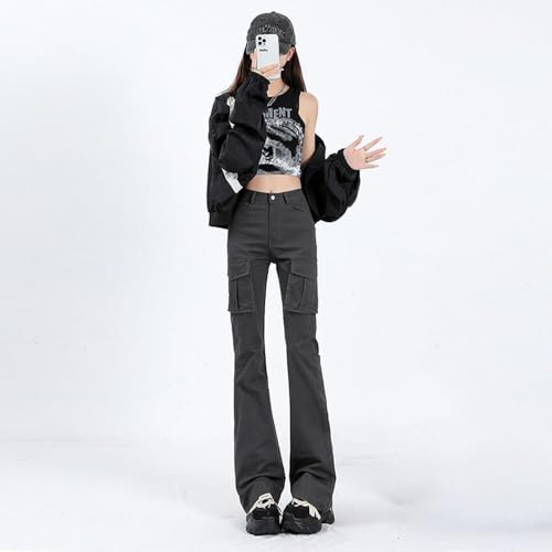 Women's high Waisted Micro Flared Jeans,American Spicy Girls, Slim fit and Floor Length Flared Elasticity Pants4