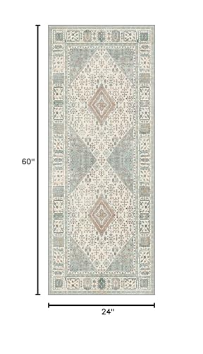 GENIMO 2x5 Non Slip Hallway Runner Rug, Machine Washable, Thin & Low Pile Lightweight for Kitchen, Laundry, Entryway, Bedroom & Living Room, Green