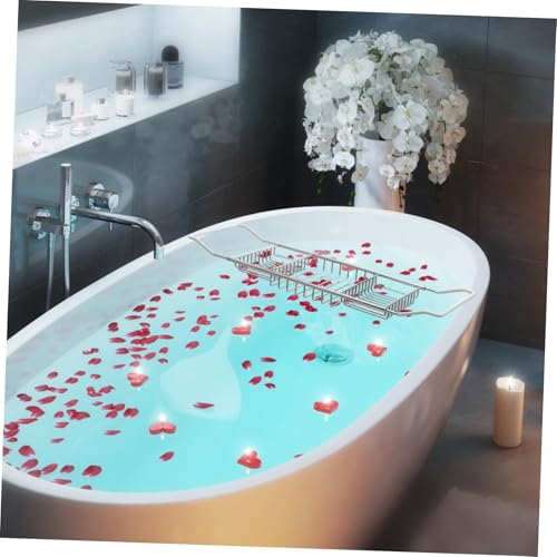 Plateau de bain extensible KOMBIUDA en acier inoxydable argenté pour baignoire