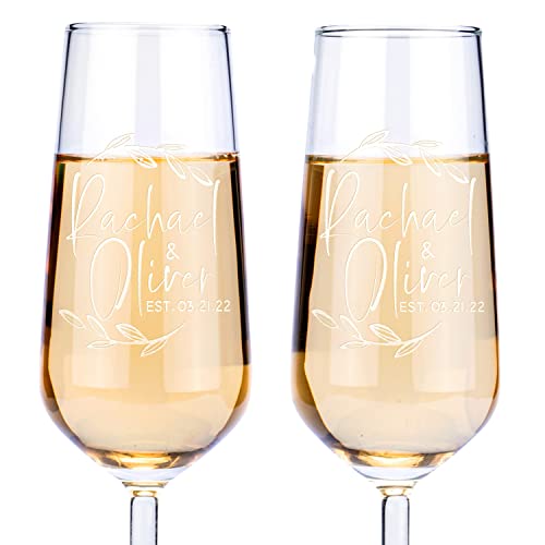 Be Burgundy Set of 2, Personalized Wedding Champagne Flutes, Floral, Toasting Glasses for Bride and Groom, Wedding Toast Glasses, Wedding Registry By Brides Name, Wedding Gift