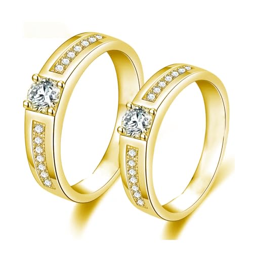Couple Ring Sets for Him and Her Sterling Silver 10K 14K 18K Gold Personalized Moissanite Wedding Engagement Ring Wedding Band for Men Women Matching Promise Rings for Couples Anniversary Engagement