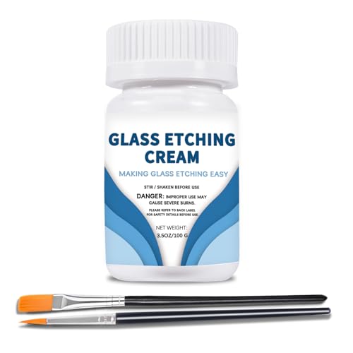 OOTDART 3.5 oz Etching Cream for Glass with 2 Brushes, Glass Etching Kit Creates Permanent Etched...
