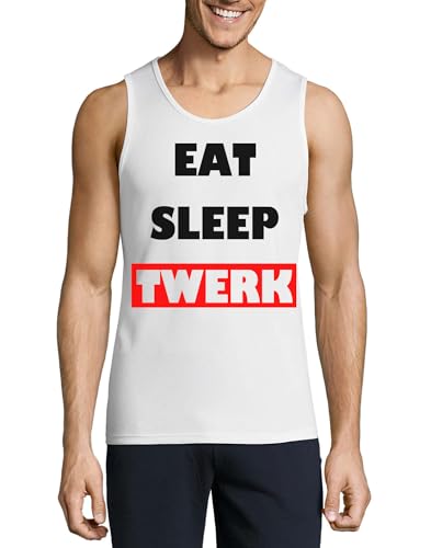 Débardeur Eat Sleep Twerk homme coton blanc maillot sans manches