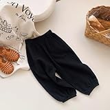 キッズ ロングパンツ 虫よけ 薄手 ガーゼ 無地 140cm ブラック