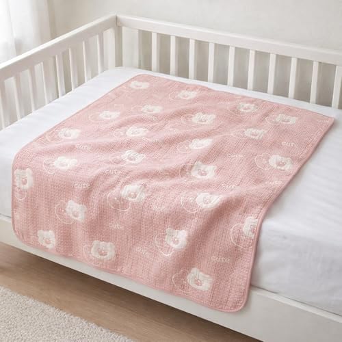 Image of 100% Cotton 6-Layer Muslin Baby Blanket | Super Soft, Breathable & All Seasons Multipurpose Blanket for Babies (Teddy - Pink)