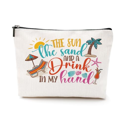 Funny Beach Gifts for Women Cosmetic Bag Vacation Beach Themed Gifts for Sister Bestie Her Lover Makeup Bag Girls Trip Gifts Travel Stuff Necessities Birthday Christmas Friendship