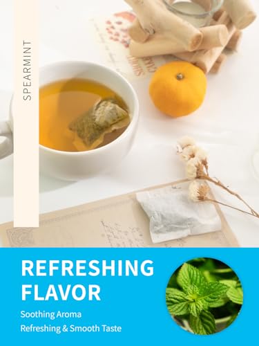 Image of TeeLux Spearmint Tea Bags, Natural Spearmint Leaf Herbal Tea, Refreshing & Smooth Mint Tea, Caffeine Free, 100 Count