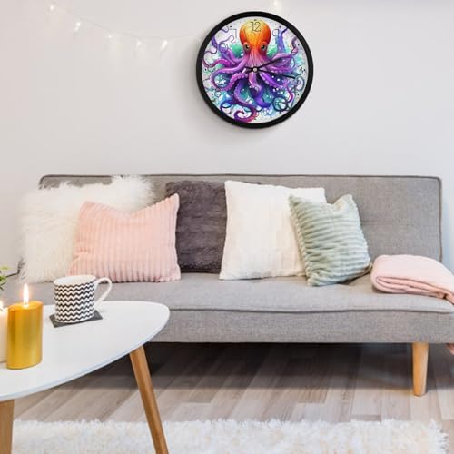 Horloge murale numérique colorée pieuvre à piles 25,4 cm - 6