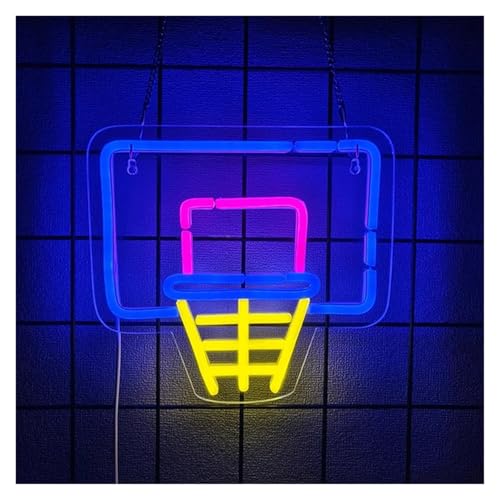 MENGE Lámpara de señalización Letrero De Neón De Aro De Baloncesto, Luz Regulable Para Fanáticos De Los Deportes, Dormitorio, Hogar, Bar, Fiesta, Decoración De Pared, 23cmx21.6cm