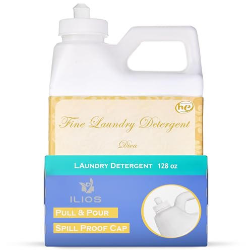 Diva Wash Laundry Detergent Premium Diva Laundry Detergent with Vanilla and Patchouli Scent Long Lasting Phosphate-Free Scented Wash Liquid Spill-Proof Pull & Pour Cap 128 oz Ilios Packaging