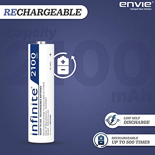 Image of ENVIE (ECR11MC + 2800 4PL) SprintX Ultra Fast Rechargeable Batteries Charger && (AA2100RTU4PL) Infinite AA Rechargeable Batteries | High-Capacity Ni-MH | 2100 mAh | Low Self Discharge