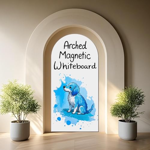 Image of LACQWO Magnetic Whiteboard Wall Arch Decal 39.3"x17.5" Adhesive Magnetic Dry Erase White Board Sticker with 36 Magnet Letter Removable Contact Paper Peel and Stick Whiteboard Wallpaper Roll