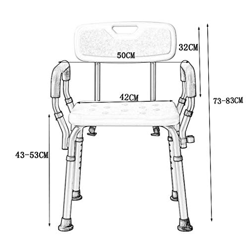 Chaise de douche en aluminium avec tabouret de bain réglable - 3