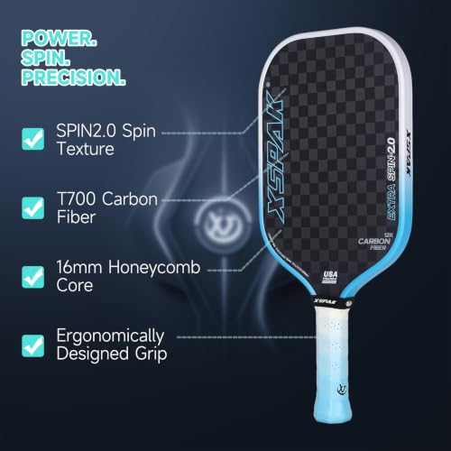 Image of 12K Carbon Fiber Pickleball Paddles, USAPA Polypropylene Honeycomb Paddle with Cushion Comfort Grip, SPIN2.0 World Champion Surface Technology Options Pickleball Racket